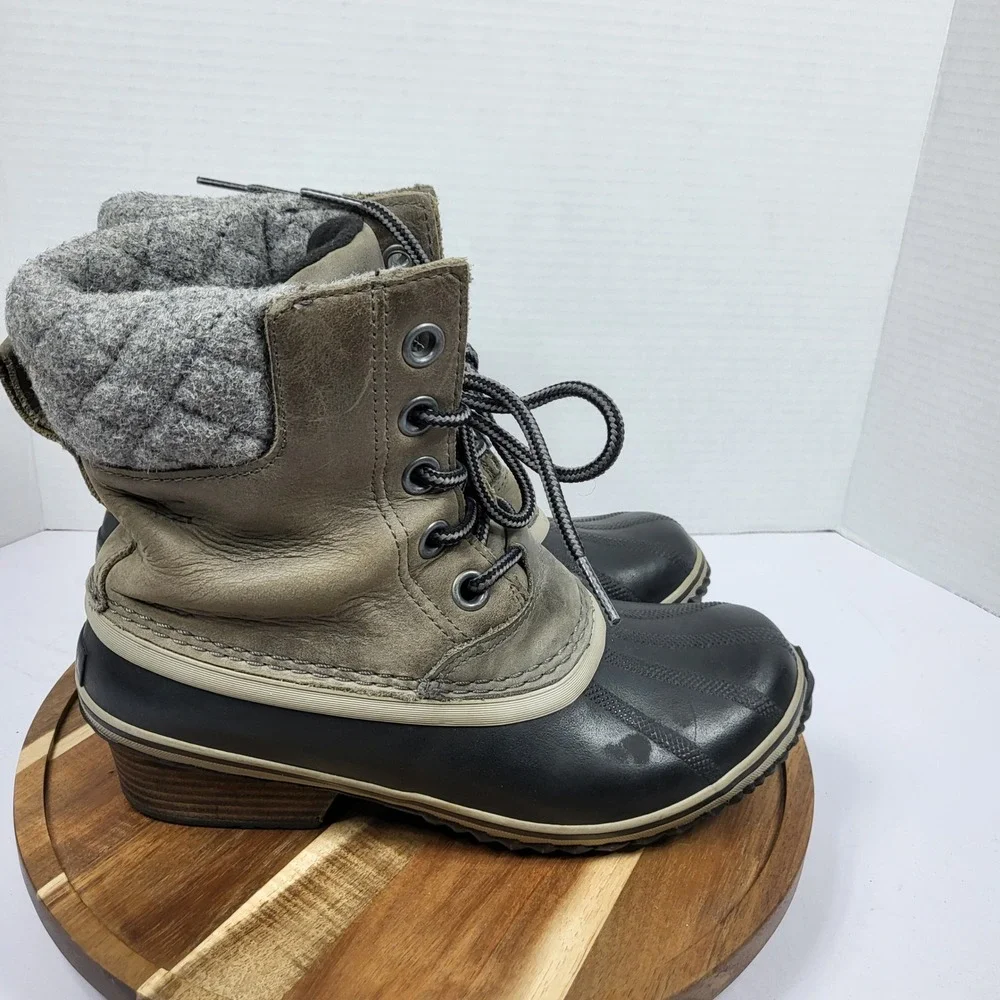 Sorel Women's Slimpack II Lace Waterproof Leather Duck Snow Boots NL2348 Sz 7.5